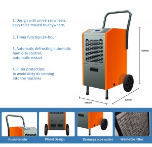 60L/D Commercial Dehumidifier Industrial Dehumidifier With Water Tankp FDH-260BE