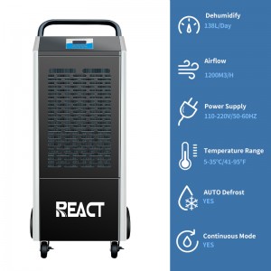 138L/D Europe hot selling R410a Commercial Dehumidifier Industrial FDH-2138BE